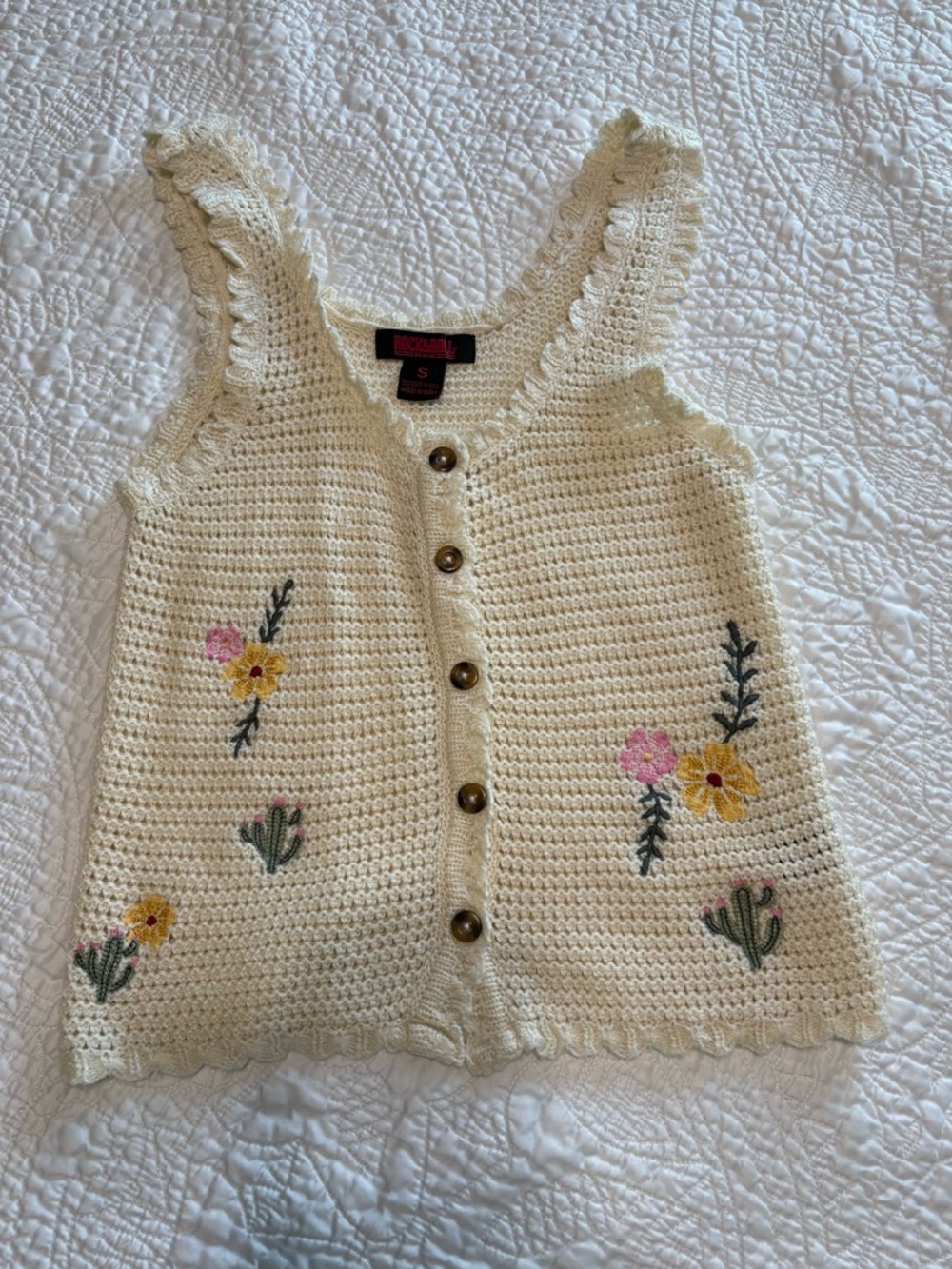 Rock&Roll Denim Knit Embroidered Top